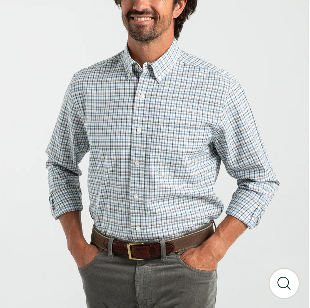 Cotton Oxford Sport Shirt
Dafton Plaid: Stone Blue