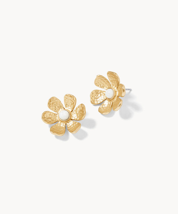 Garden Flower Stud Earrings Gold