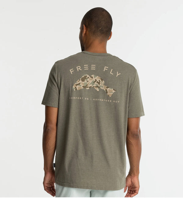Redfish Camo Pocket Tee: Heather Fatigue