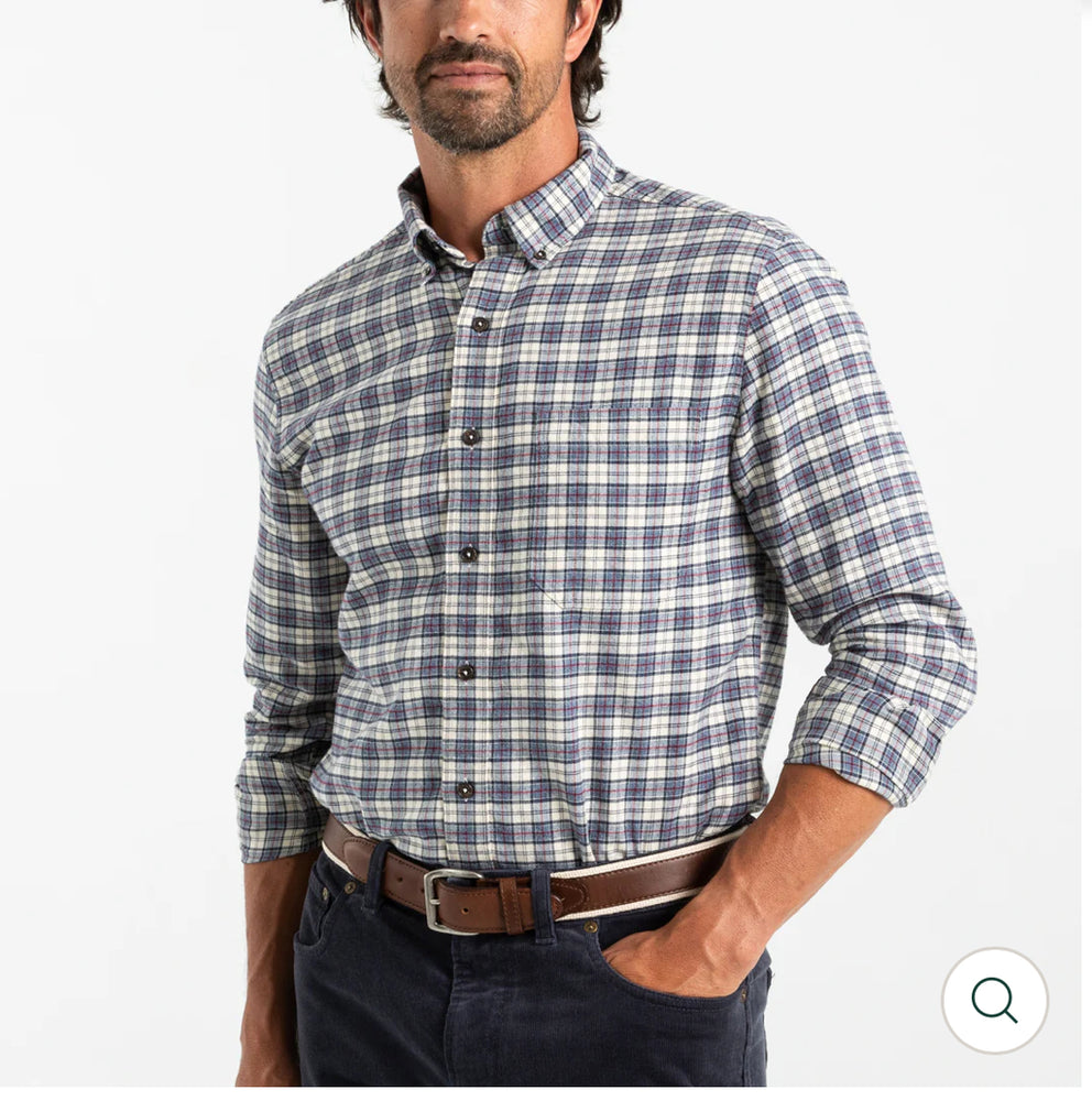 Cotton Flannel Sport Shirt
Werth Plaid: Stone Blue Heather