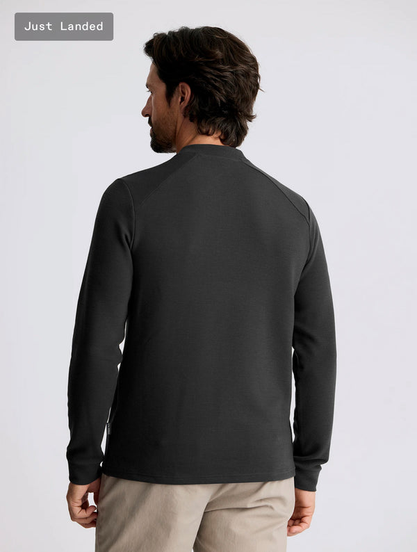 Men's Waffle Long Sleeve Henley: Midnight