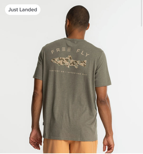 Trout Camo Pocket Tee - Heather Fatigue