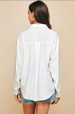 Collared Long Sleeve Top - White