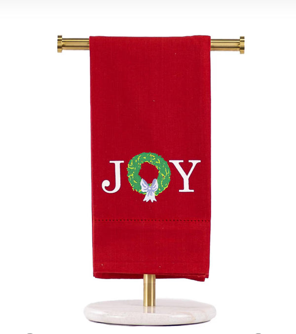 Grand Joy Wreath Hemstitch Hand Towel