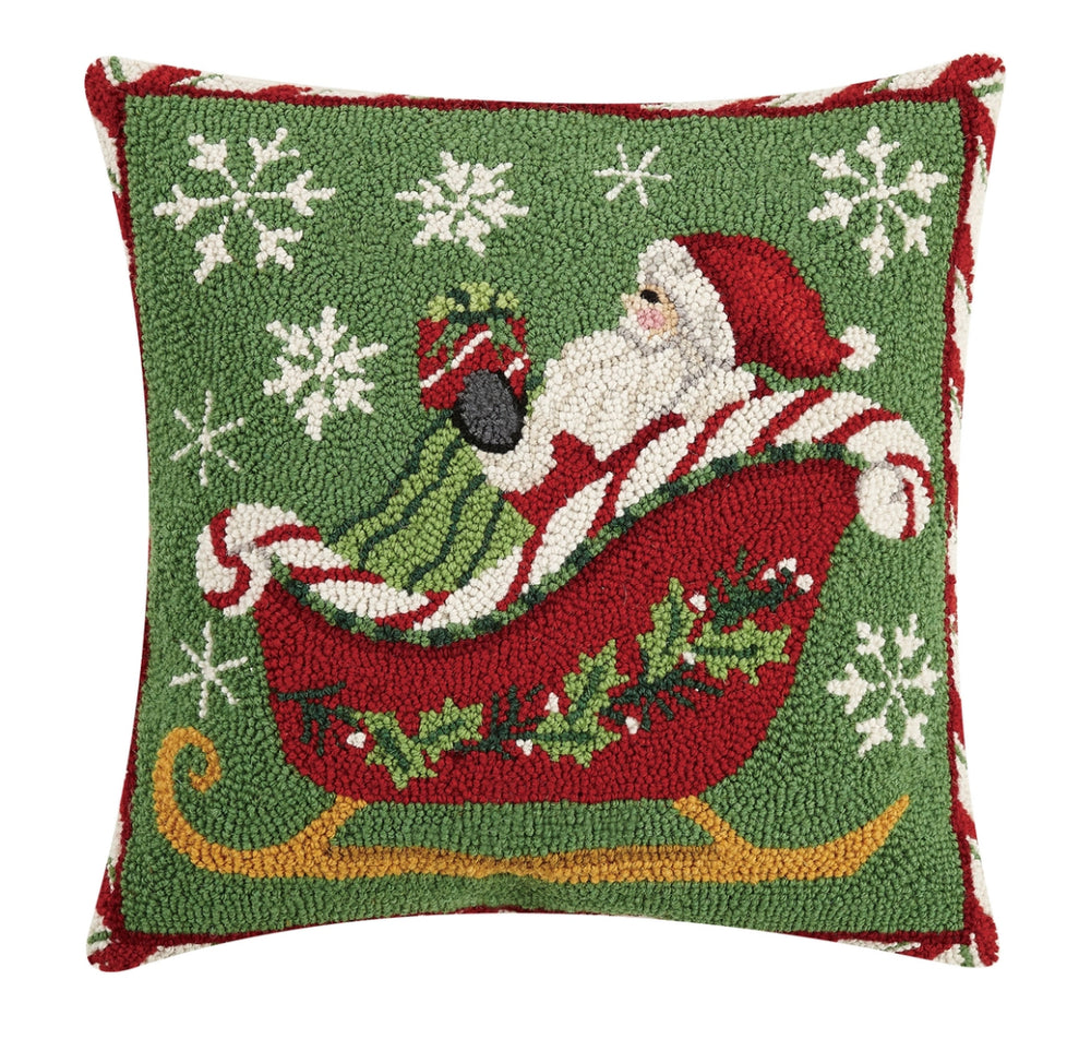 Santa Sleigh Hook Pillow - Christmas