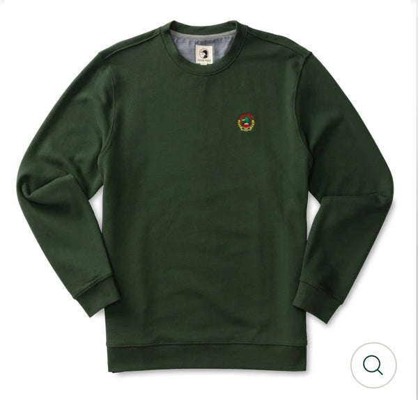 Embroidered Crest Crewneck Pullover - Cilantro