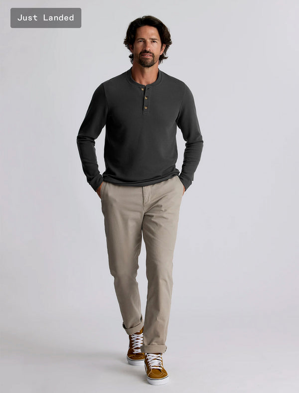 Men's Waffle Long Sleeve Henley: Midnight