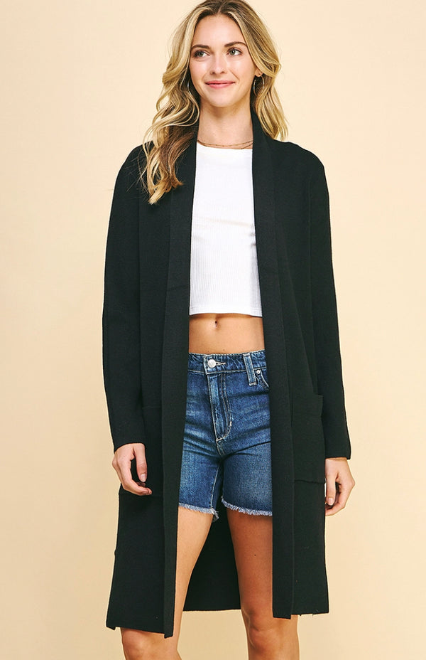 Open Knitted Cardigan - Black