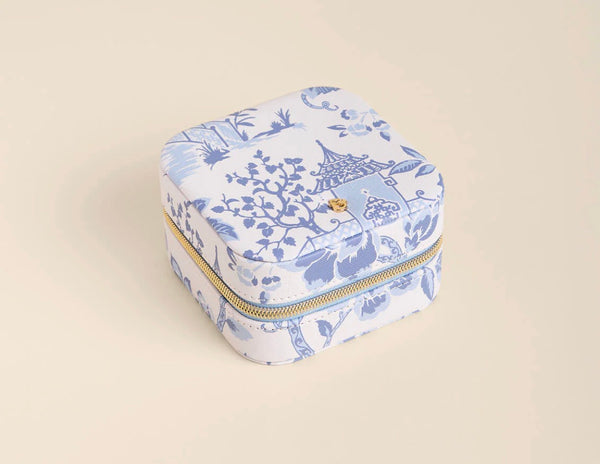 Jewelry Mirror Travel Case Garden Toile