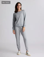 Women's Bamboo Lightweight Fleece Crew: Light Heather Grey