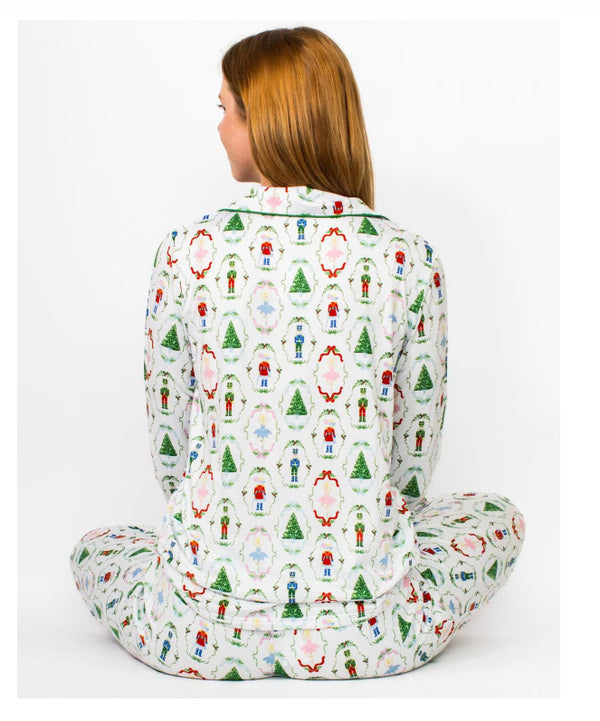 Nutcracker Waltz Long Sleeve Button Up Sleep Shirt