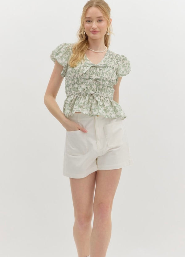 Off White High Waisted Shorts