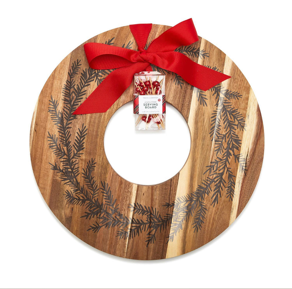 Holiday Wreath Charcuterie / Dessert Serving Board with 20 Picks