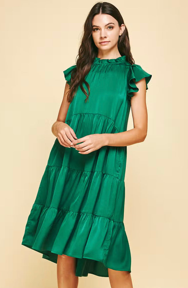 Tiered Midi Dress - Emerald