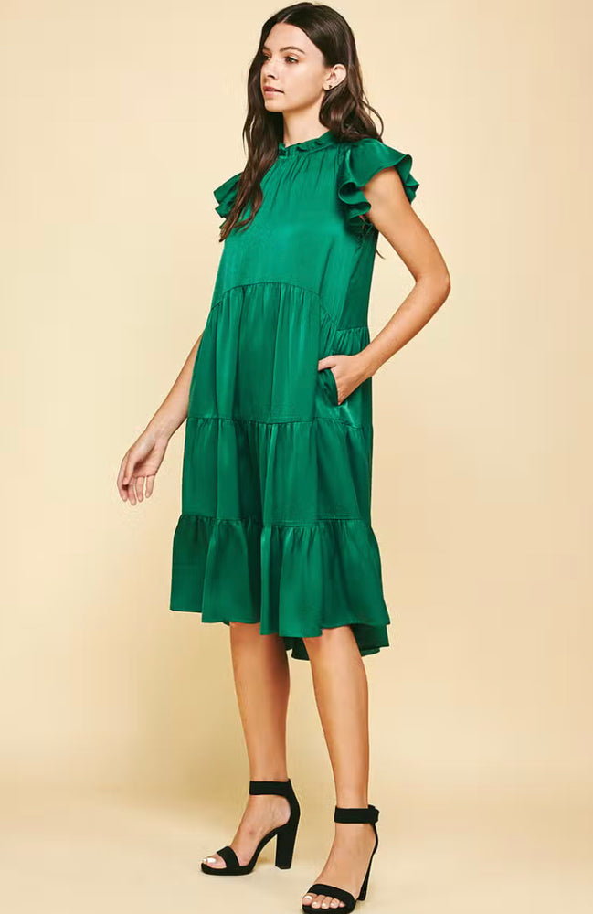 Tiered Midi Dress - Emerald