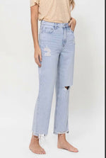 90's Vintage High Rise Distress Crop Relaxed Jean V2525