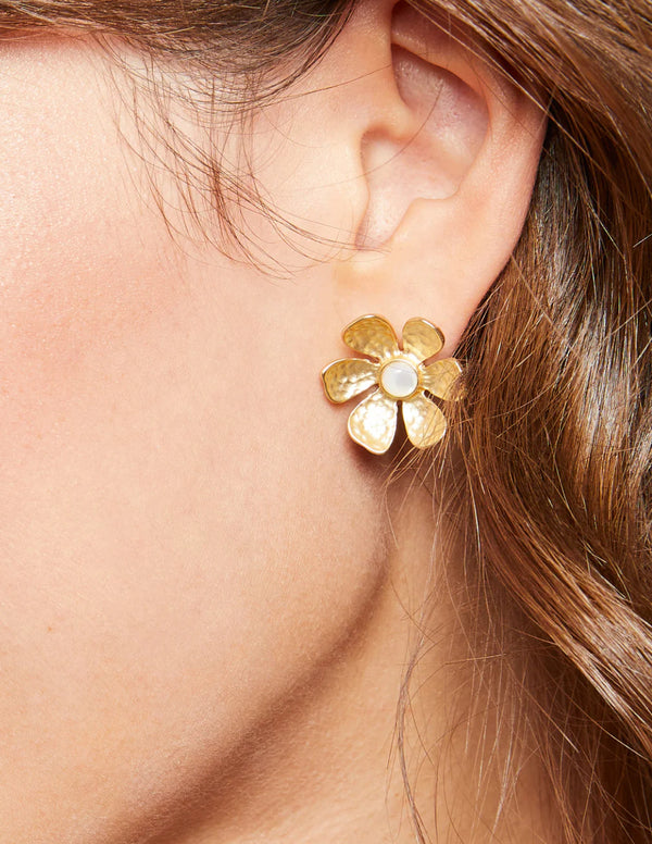 Garden Flower Stud Earrings Gold
