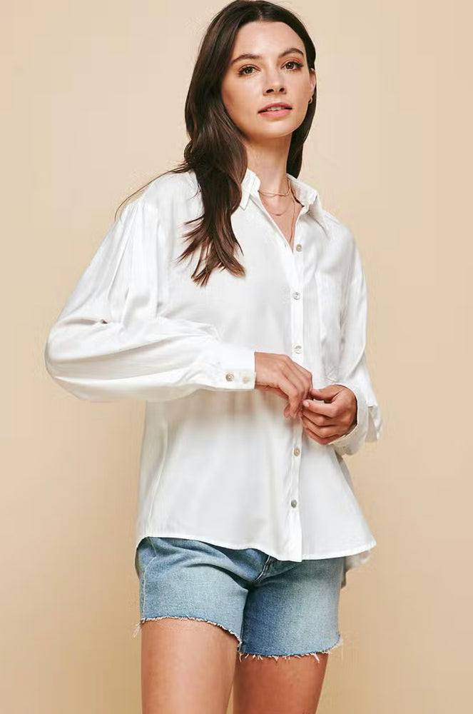 Collared Long Sleeve Top - White