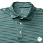 Long Drive Stripe Performance Polo: Flint Blue