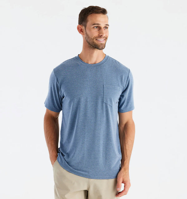 Men's Bamboo Flex Pocket Tee: Heather Deepwater