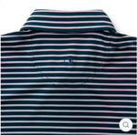 Long Drive Stripe Performance Polo: Mirror Lake Blue