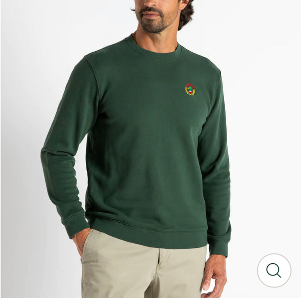 Embroidered Crest Crewneck Pullover - Cilantro