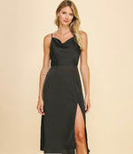 Sleeveless Satin Midi - Black