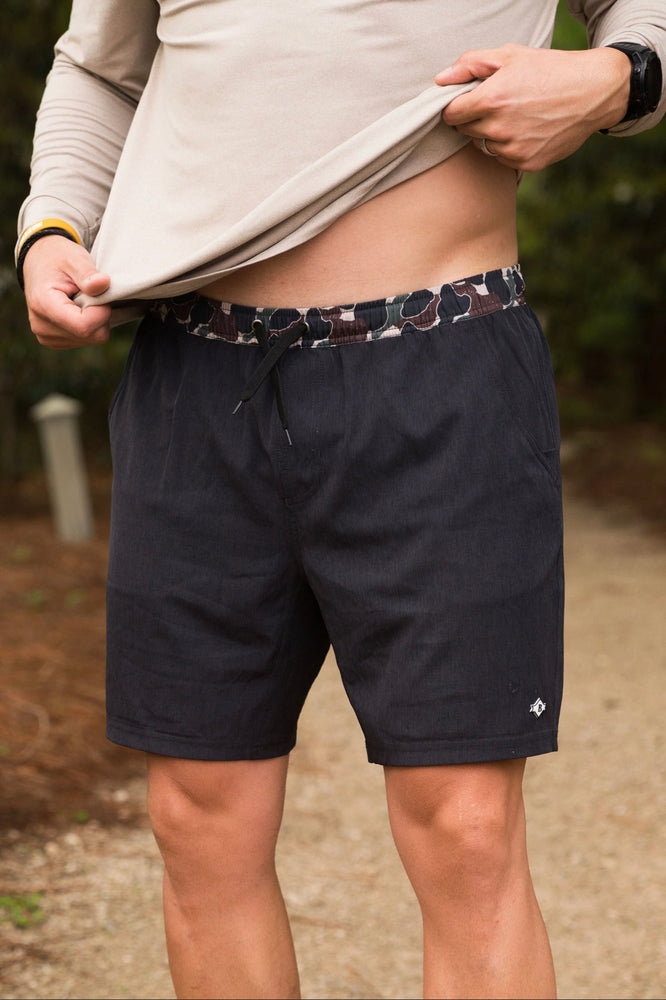 Athletic Shorts - Heather Black - Throwback Camo Liner