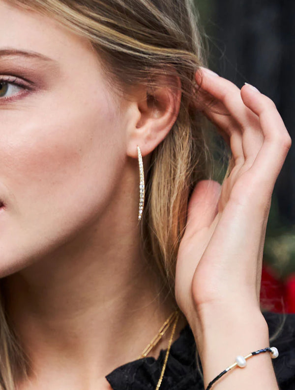 Sparkle Arc Hoop Earrings Large/Crystal