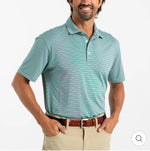 Long Drive Stripe Performance Polo: Flint Blue