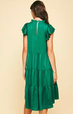 Tiered Midi Dress - Emerald