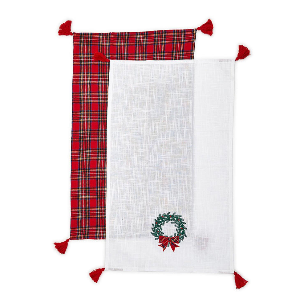 TARTAN AND TRADITIONS SET OF 2 DISH TOWELS WITH DECORATIVE TASSELS