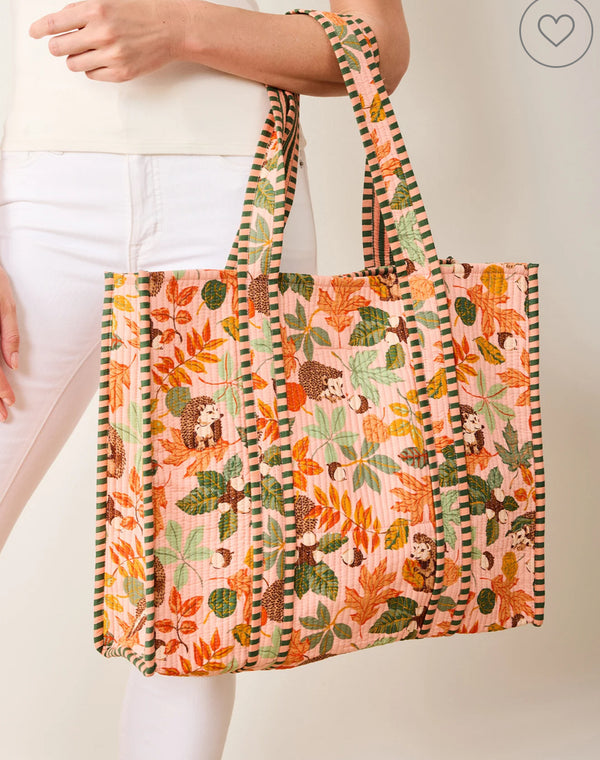 The Traveler Tote in Hedgehog Forest