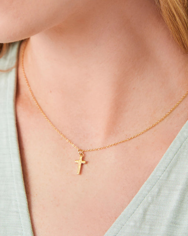 Cross Necklace 17'' Gold