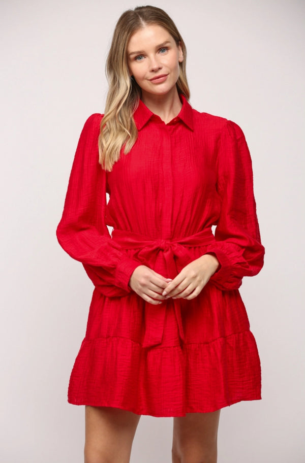 Front Button Tiered Dress