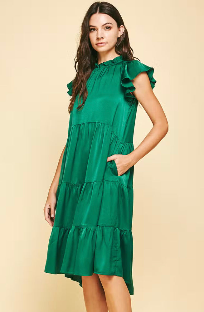 Tiered Midi Dress - Emerald