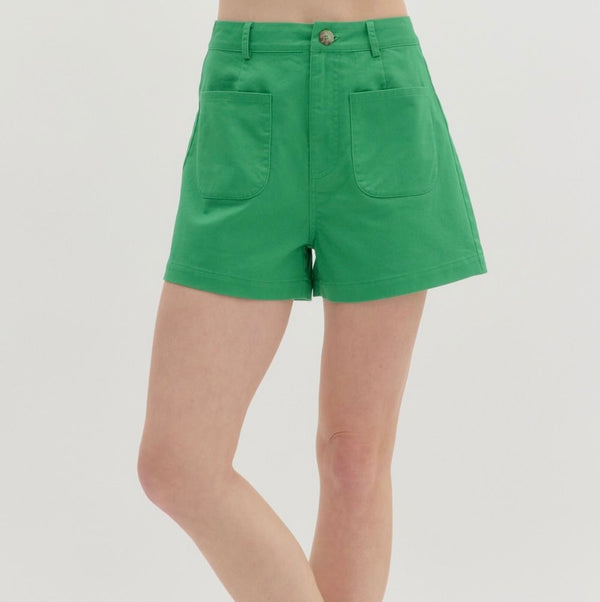Green High Waisted Shorts