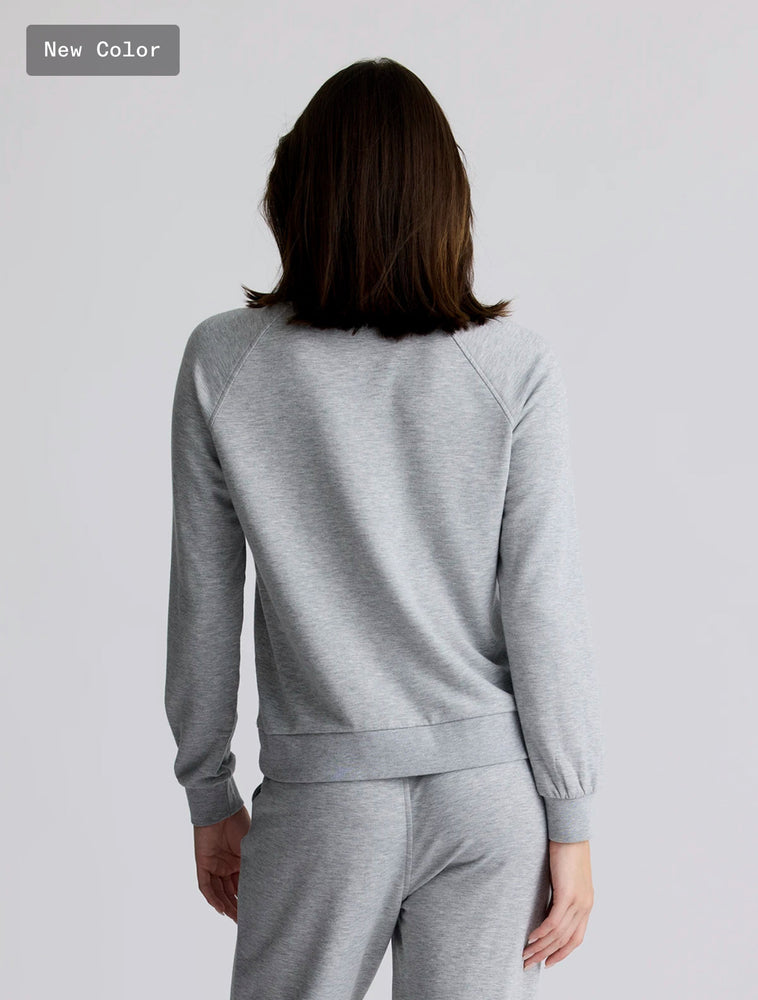 Women's Bamboo Lightweight Fleece Crew: Light Heather Grey