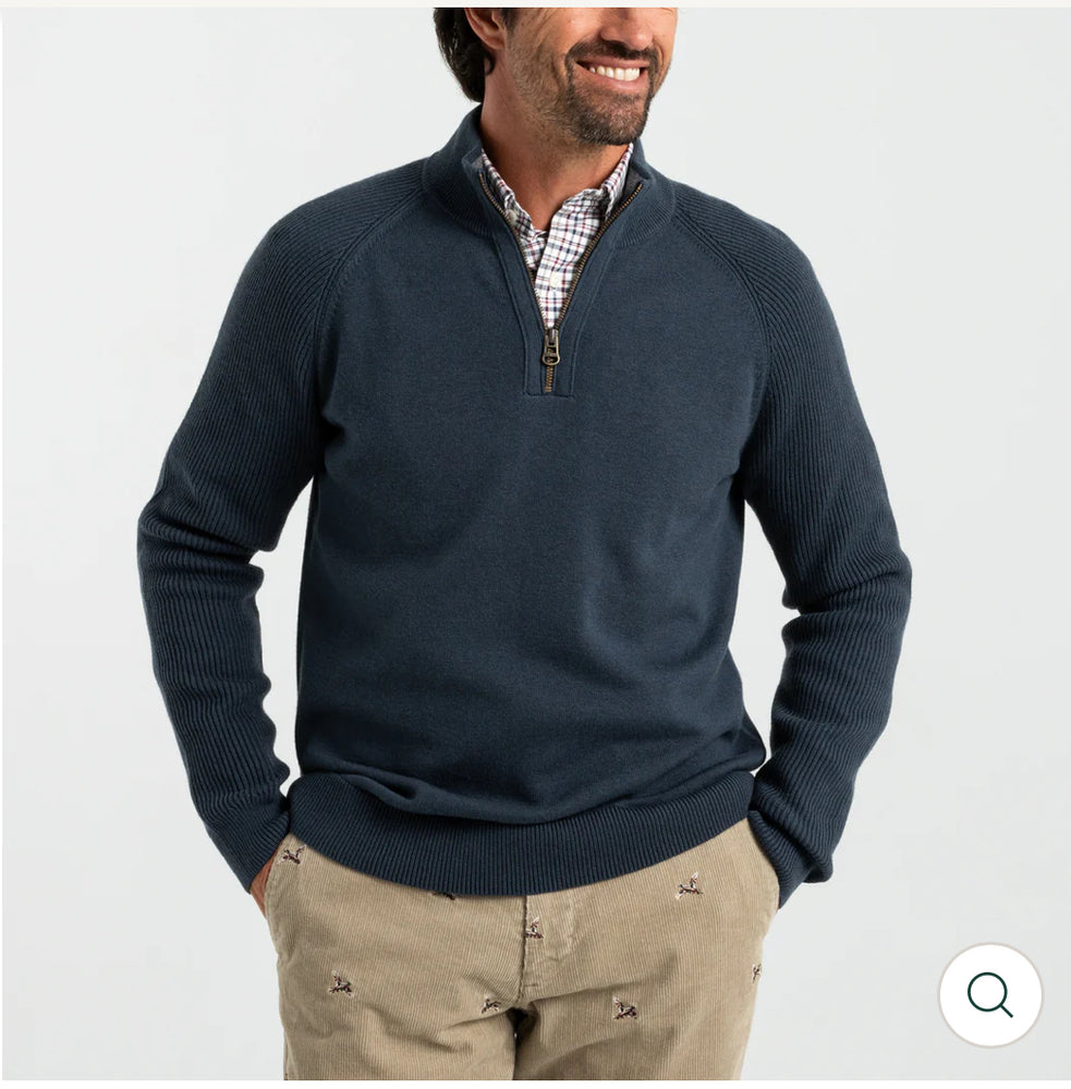 Copeland Merino 1/4 Zip Sporting Sweater: Graphite Blue