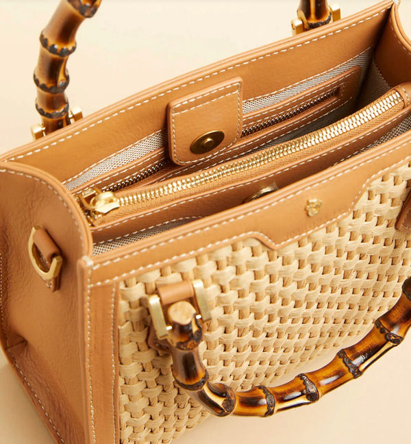 Bamboo Straw Satchel Pecan