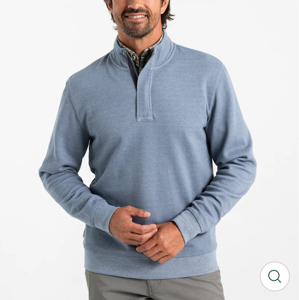 Bearing Pique Performance 1/4 Zip Pullover: Stone Blue