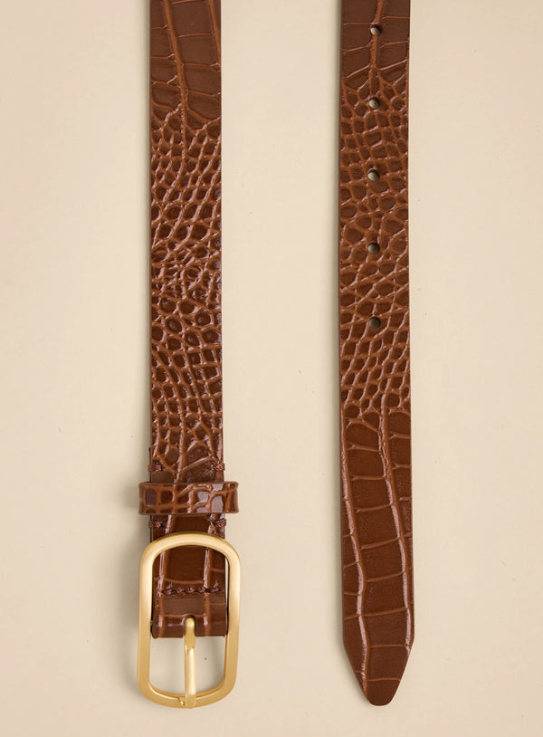 Siren Thin Belt Croc Brown