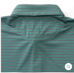 Long Drive Stripe Performance Polo: Flint Blue