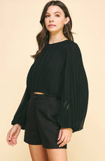Pleated Woven Top - Black