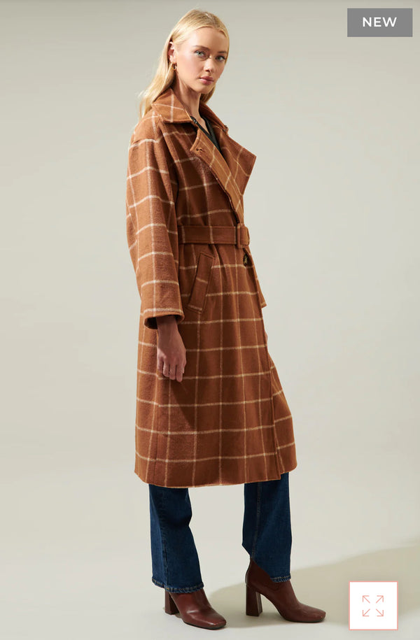 Leawood Plaid Long Coat