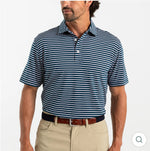 Long Drive Stripe Performance Polo: Mirror Lake Blue