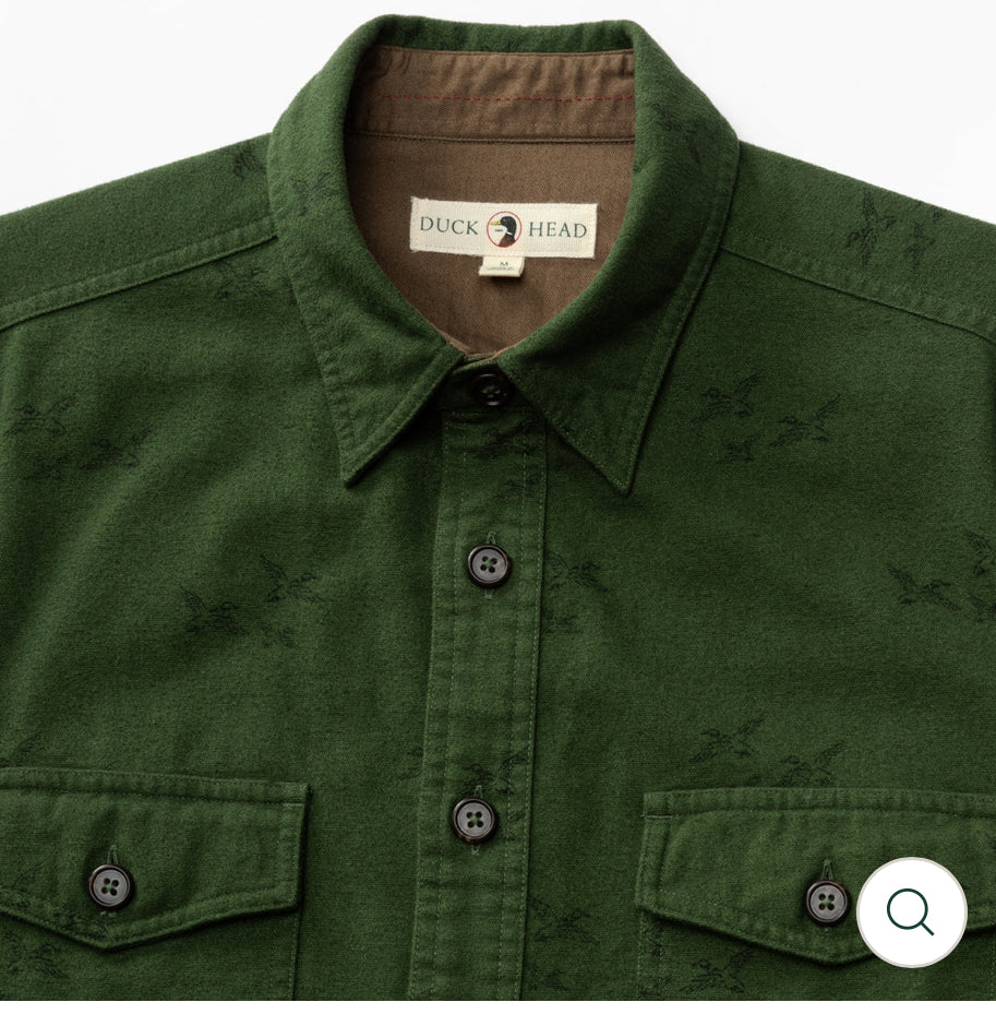 Slater Moleskin Overshirt Pine Green Print