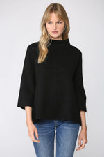 Mock Neck Sweater/Bell Sleeve - Black