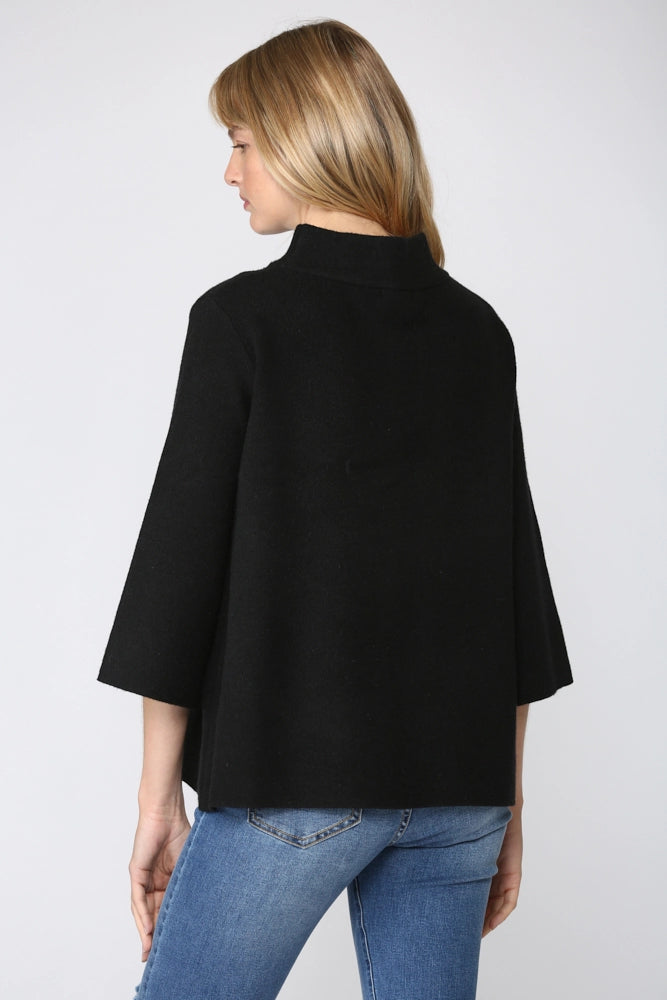 Mock Neck Sweater/Bell Sleeve - Black