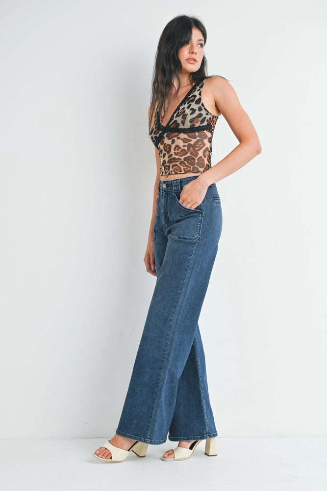 Patch Pocket Wide Leg Flare